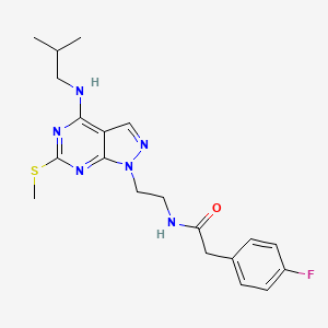 2-(4-fluorophenyl)-N-(2-(4-(isobutylamino)-6-(methylthio)-1H-pyrazolo[3,4-d]pyrimidin-1-yl)ethyl)acetamide