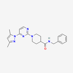 molecular formula C22H26N6O B2785913 N-benzyl-1-[4-(3,5-dimethyl-1H-pyrazol-1-yl)pyrimidin-2-yl]piperidine-4-carboxamide CAS No. 1251707-86-4