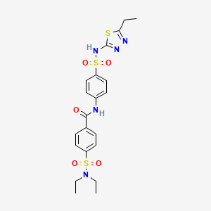 molecular formula C21H25N5O5S3 B2785929 4-[(diethylamino)sulfonyl]-N-(4-{[(5-ethyl-1,3,4-thiadiazol-2-yl)amino]sulfonyl}phenyl)benzamide CAS No. 313505-50-9