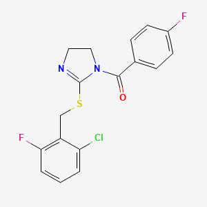 (2-((2-chloro-6-fluorobenzyl)thio)-4,5-dihydro-1H-imidazol-1-yl)(4-fluorophenyl)methanone