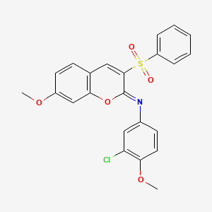 molecular formula C23H18ClNO5S B2785954 3-(benzenesulfonyl)-N-(3-chloro-4-methoxyphenyl)-7-methoxychromen-2-imine CAS No. 1322224-61-2