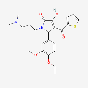 molecular formula C23H28N2O5S B2785968 1-(3-(dimethylamino)propyl)-5-(4-ethoxy-3-methoxyphenyl)-3-hydroxy-4-(thiophene-2-carbonyl)-1H-pyrrol-2(5H)-one CAS No. 636991-45-2