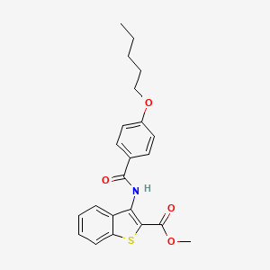 molecular formula C22H23NO4S B2786010 Methyl 3-(4-(pentyloxy)benzamido)benzo[b]thiophene-2-carboxylate CAS No. 477556-23-3