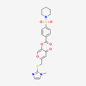 6-(((1-methyl-1H-imidazol-2-yl)thio)methyl)-4-oxo-4H-pyran-3-yl 4-(piperidin-1-ylsulfonyl)benzoate