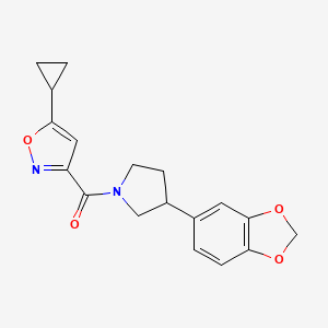 (3-(Benzo[d][1,3]dioxol-5-yl)pyrrolidin-1-yl)(5-cyclopropylisoxazol-3-yl)methanone