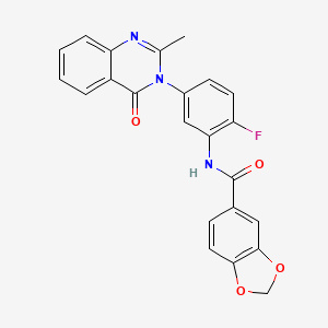 molecular formula C23H16FN3O4 B2786029 N-(2-fluoro-5-(2-methyl-4-oxoquinazolin-3(4H)-yl)phenyl)benzo[d][1,3]dioxole-5-carboxamide CAS No. 899980-29-1