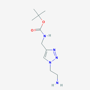molecular formula C10H19N5O2 B2786043 tert-butylN-{[1-(2-aminoethyl)-1H-1,2,3-triazol-4-yl]methyl}carbamate CAS No. 2542562-36-5