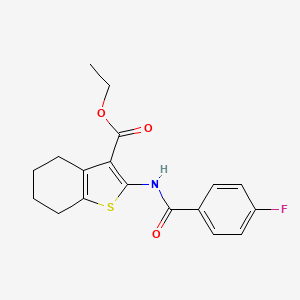 molecular formula C18H18FNO3S B2786060 Ethyl 2-(4-fluorobenzamido)-4,5,6,7-tetrahydrobenzo[b]thiophene-3-carboxylate CAS No. 298207-66-6