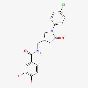 molecular formula C18H15ClF2N2O2 B2786144 N-{[1-(4-chlorophenyl)-5-oxopyrrolidin-3-yl]methyl}-3,4-difluorobenzamide CAS No. 955246-03-4