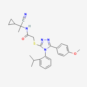 molecular formula C26H29N5O2S B2786184 N-(1-cyano-1-cyclopropylethyl)-2-[[5-(4-methoxyphenyl)-4-(2-propan-2-ylphenyl)-1,2,4-triazol-3-yl]sulfanyl]acetamide CAS No. 851274-44-7