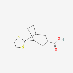 molecular formula C11H16O2S2 B2786191 Spiro[bicyclo[3.2.1]octane-8,2'-[1,3]dithiolane]-3-carboxylic acid CAS No. 956437-13-1