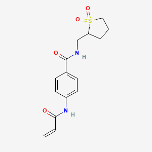 molecular formula C15H18N2O4S B2786192 N-[(1,1-Dioxothiolan-2-yl)methyl]-4-(prop-2-enoylamino)benzamide CAS No. 2361720-84-3