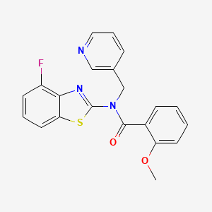 molecular formula C21H16FN3O2S B2786227 N-(4-fluoro-1,3-benzothiazol-2-yl)-2-methoxy-N-[(pyridin-3-yl)methyl]benzamide CAS No. 895013-69-1