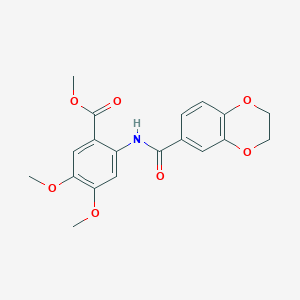 molecular formula C19H19NO7 B2786273 methyl 2-(2,3-dihydro-1,4-benzodioxine-6-amido)-4,5-dimethoxybenzoate CAS No. 830343-62-9