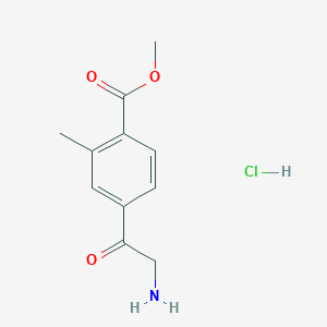 molecular formula C11H14ClNO3 B2786346 methyl4-(2-aminoacetyl)-2-methylbenzoatehydrochloride CAS No. 2361634-36-6