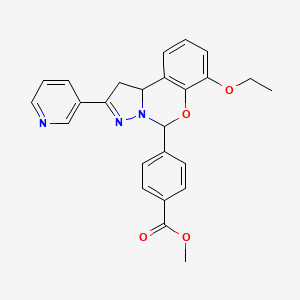 molecular formula C25H23N3O4 B2786368 methyl 4-[10-ethoxy-4-(pyridin-3-yl)-8-oxa-5,6-diazatricyclo[7.4.0.0^{2,6}]trideca-1(9),4,10,12-tetraen-7-yl]benzoate CAS No. 438575-63-4