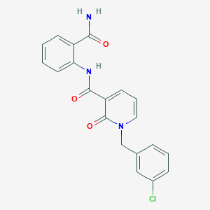 molecular formula C20H16ClN3O3 B2786392 N-(2-carbamoylphenyl)-1-[(3-chlorophenyl)methyl]-2-oxo-1,2-dihydropyridine-3-carboxamide CAS No. 946222-45-3
