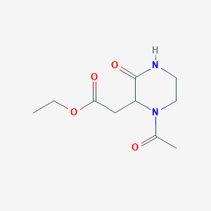 molecular formula C10H16N2O4 B027864 Ethyl 2-(1-acetyl-3-oxopiperazin-2-yl)acetate CAS No. 104143-60-4