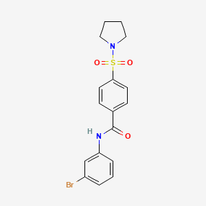 molecular formula C17H17BrN2O3S B2786464 N-(3-BROMOPHENYL)-4-(PYRROLIDINE-1-SULFONYL)BENZAMIDE CAS No. 325977-89-7