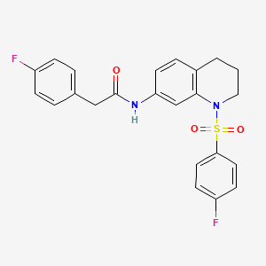 molecular formula C23H20F2N2O3S B2786475 N-[1-(4-fluorobenzenesulfonyl)-1,2,3,4-tetrahydroquinolin-7-yl]-2-(4-fluorophenyl)acetamide CAS No. 1005299-92-2