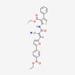 molecular formula C30H24N2O6S B2786480 ethyl 2-(2-cyano-3-{5-[4-(ethoxycarbonyl)phenyl]furan-2-yl}prop-2-enamido)-4-phenylthiophene-3-carboxylate CAS No. 380455-60-7