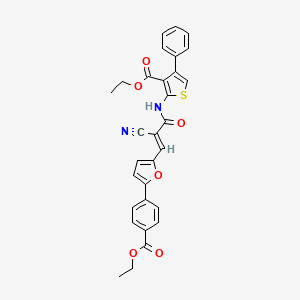 ethyl 2-[[(E)-2-cyano-3-[5-(4-ethoxycarbonylphenyl)furan-2-yl]prop-2-enoyl]amino]-4-phenylthiophene-3-carboxylate