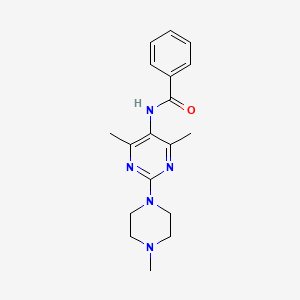 molecular formula C18H23N5O B2786519 N-[4,6-Dimethyl-2-(4-methylpiperazin-1-YL)pyrimidin-5-YL]benzamide CAS No. 1448035-91-3