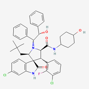 molecular formula C43H46Cl2FN3O4 B2786528 Spiro[3H-indole-3,3'-pyrrolidine]-5'-carboxamide, 6-chloro-4'-(3-chloro-2-fluorophenyl)-2'-(2,2-dimethylpropyl)-1,2-dihydro-N-(trans-4-hydroxycyclohexyl)-1'-[(1R,2S)-2-hydroxy-1,2-diphenylethyl]-2-oxo-, (2'R,3S,4'S,5'R)- CAS No. 1303609-36-0