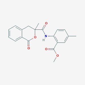 molecular formula C20H19NO5 B2786582 methyl 5-methyl-2-(3-methyl-1-oxo-3,4-dihydro-1H-2-benzopyran-3-amido)benzoate CAS No. 890646-54-5
