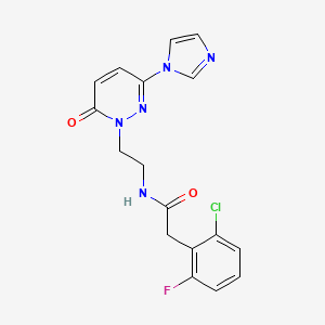 molecular formula C17H15ClFN5O2 B2786605 N-(2-(3-(1H-imidazol-1-yl)-6-oxopyridazin-1(6H)-yl)ethyl)-2-(2-chloro-6-fluorophenyl)acetamide CAS No. 1396784-16-9