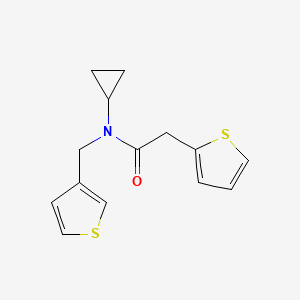 molecular formula C14H15NOS2 B2786654 N-cyclopropyl-2-(thiophen-2-yl)-N-(thiophen-3-ylmethyl)acetamide CAS No. 1235045-38-1