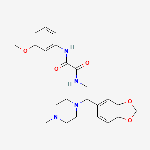 molecular formula C23H28N4O5 B2786668 N-[2-(2H-1,3-BENZODIOXOL-5-YL)-2-(4-METHYLPIPERAZIN-1-YL)ETHYL]-N'-(3-METHOXYPHENYL)ETHANEDIAMIDE CAS No. 896340-44-6