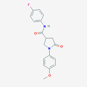molecular formula C18H17FN2O3 B278668 N-(4-fluorophenyl)-1-(4-methoxyphenyl)-5-oxopyrrolidine-3-carboxamide 