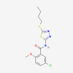 molecular formula C14H16ClN3O2S2 B2786691 N-[5-(butylsulfanyl)-1,3,4-thiadiazol-2-yl]-5-chloro-2-methoxybenzamide CAS No. 391875-86-8
