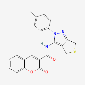 molecular formula C22H17N3O3S B2786759 N-[2-(4-methylphenyl)-2H,4H,6H-thieno[3,4-c]pyrazol-3-yl]-2-oxo-2H-chromene-3-carboxamide CAS No. 422534-04-1