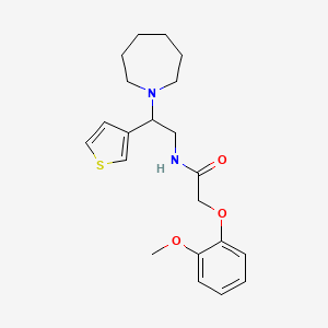 molecular formula C21H28N2O3S B2786764 N-(2-(azepan-1-yl)-2-(thiophen-3-yl)ethyl)-2-(2-methoxyphenoxy)acetamide CAS No. 946199-79-7