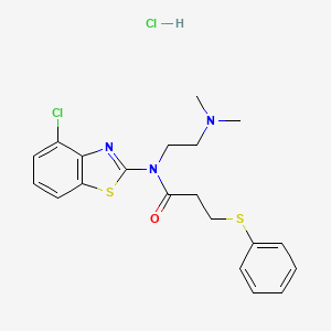molecular formula C20H23Cl2N3OS2 B2786772 N-(4-CHLORO-1,3-BENZOTHIAZOL-2-YL)-N-[2-(DIMETHYLAMINO)ETHYL]-3-(PHENYLSULFANYL)PROPANAMIDE HYDROCHLORIDE CAS No. 1216882-80-2
