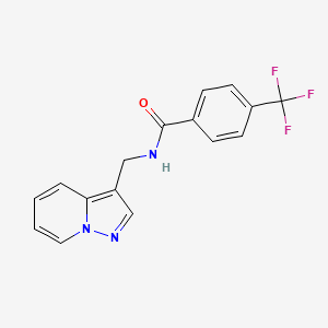 molecular formula C16H12F3N3O B2786779 N-({pyrazolo[1,5-a]pyridin-3-yl}methyl)-4-(trifluoromethyl)benzamide CAS No. 1396748-70-1