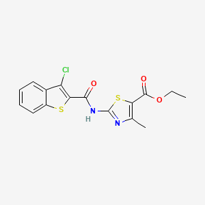 molecular formula C16H13ClN2O3S2 B2786787 ethyl 2-(3-chloro-1-benzothiophene-2-amido)-4-methyl-1,3-thiazole-5-carboxylate CAS No. 329220-66-8