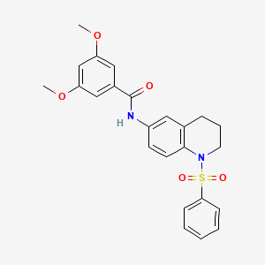 molecular formula C24H24N2O5S B2786799 N-[1-(benzenesulfonyl)-1,2,3,4-tetrahydroquinolin-6-yl]-3,5-dimethoxybenzamide CAS No. 1005293-58-2