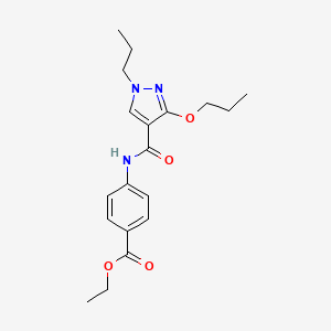 molecular formula C19H25N3O4 B2786836 ethyl 4-(3-propoxy-1-propyl-1H-pyrazole-4-amido)benzoate CAS No. 1013765-69-9