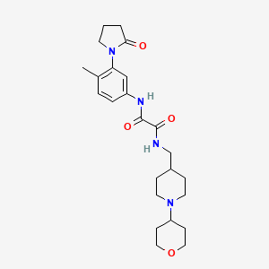 molecular formula C24H34N4O4 B2786839 N-[4-methyl-3-(2-oxopyrrolidin-1-yl)phenyl]-N'-{[1-(oxan-4-yl)piperidin-4-yl]methyl}ethanediamide CAS No. 2034481-50-8