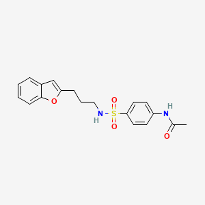 molecular formula C19H20N2O4S B2786850 N-(4-(N-(3-(benzofuran-2-yl)propyl)sulfamoyl)phenyl)acetamide CAS No. 2320722-83-4