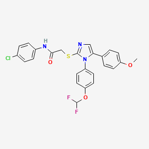molecular formula C25H20ClF2N3O3S B2786858 N-(4-chlorophenyl)-2-((1-(4-(difluoromethoxy)phenyl)-5-(4-methoxyphenyl)-1H-imidazol-2-yl)thio)acetamide CAS No. 1226449-74-6