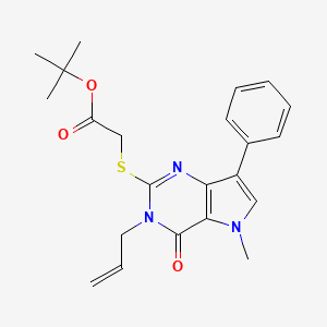 molecular formula C22H25N3O3S B2786875 tert-butyl 2-{[5-methyl-4-oxo-7-phenyl-3-(prop-2-en-1-yl)-3H,4H,5H-pyrrolo[3,2-d]pyrimidin-2-yl]sulfanyl}acetate CAS No. 1112036-92-6