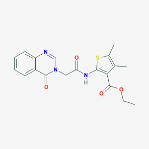 molecular formula C19H19N3O4S B278693 ethyl 4,5-dimethyl-2-{[(4-oxoquinazolin-3(4H)-yl)acetyl]amino}thiophene-3-carboxylate 