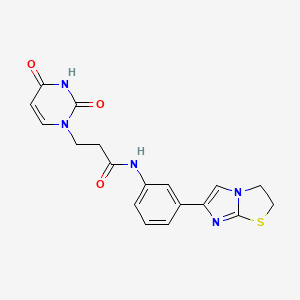 molecular formula C18H17N5O3S B2786943 N-(3-(2,3-dihydroimidazo[2,1-b]thiazol-6-yl)phenyl)-3-(2,4-dioxo-3,4-dihydropyrimidin-1(2H)-yl)propanamide CAS No. 1226433-17-5