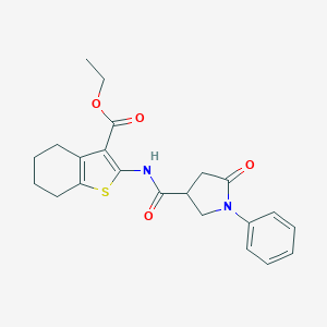 molecular formula C22H24N2O4S B278695 Ethyl 2-{[(5-oxo-1-phenylpyrrolidin-3-yl)carbonyl]amino}-4,5,6,7-tetrahydro-1-benzothiophene-3-carboxylate 