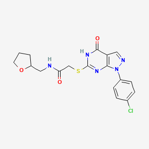 2-((1-(4-chlorophenyl)-4-oxo-4,5-dihydro-1H-pyrazolo[3,4-d]pyrimidin-6-yl)thio)-N-((tetrahydrofuran-2-yl)methyl)acetamide