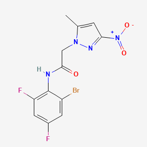 molecular formula C12H9BrF2N4O3 B2787001 N-(2-bromo-4,6-difluorophenyl)-2-(5-methyl-3-nitro-1H-pyrazol-1-yl)acetamide CAS No. 353455-20-6